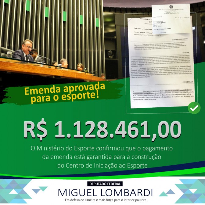 Ajuda de R$ 1,1 milhão ao esporte!