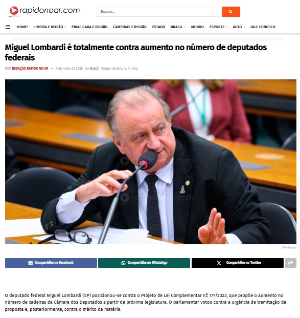Câmara aumenta quantidade de deputados federais e deputado Miguel vota contra